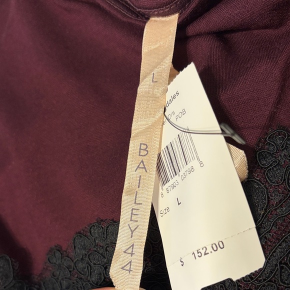 Bailey 44 Deep Red Dress with Black Lace - Picture 2 of 3